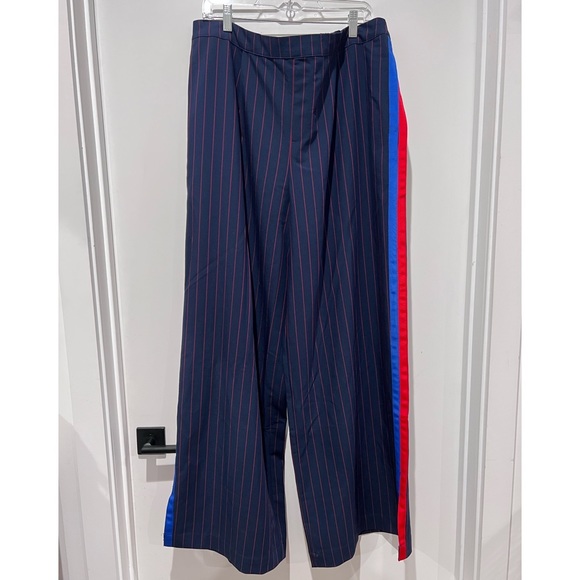 La Ligne x Target Trousers Plus 1X Side Stripe Wide Leg Navy/Red - Picture 7 of 8